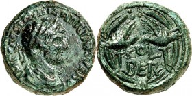 PHOINIKIEN. 
BERYTUS, Colonia (Beirut). 
Hadrianus 117-138. AE-Semis 17mm 5,56g. Paludamentbüste m. Lkr. n.r. IMP CAES TRAI HADRIANVS AVG&nbsp;/ Zwe...