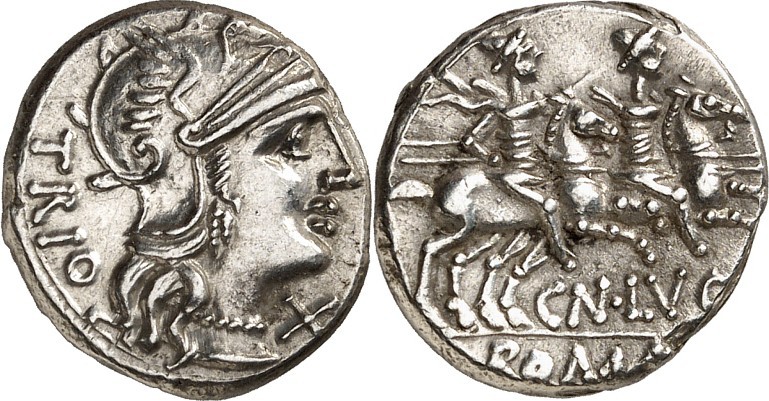 RÖMISCHE REPUBLIK : Silbermünzen. 
Gnaeus Lucretius Trio 136 v. Chr. Denar 4,00...