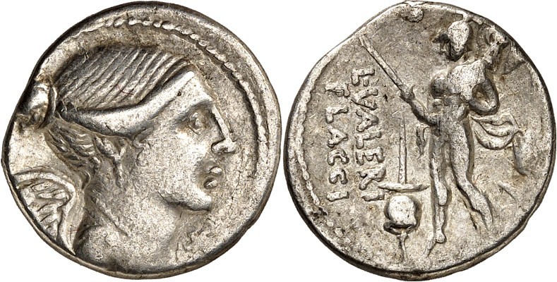 RÖMISCHE REPUBLIK : Silbermünzen. 
Lucius Valerius Flaccus 108-107 v. Chr. Dena...