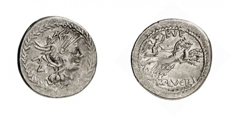 RÖMISCHE REPUBLIK : Silbermünzen. 
Marcus Lucilius Rufus 101 v. Chr. Denar 3,81...