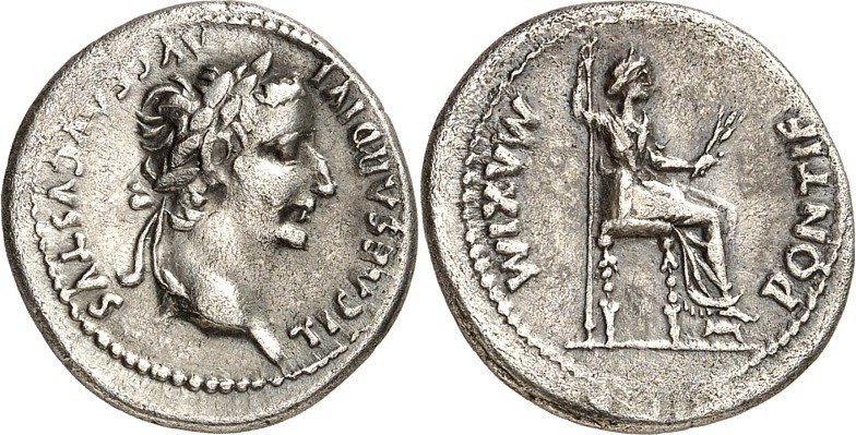 RÖMISCHES KAISERREICH. 
TIBERIUS 14-37. Denar (14/33) 3,68g, Lyon. Kopf m. Lkr....