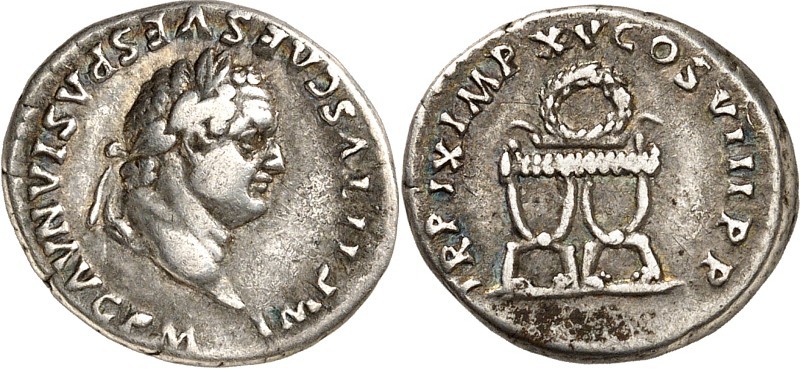 RÖMISCHES KAISERREICH. 
TITUS, Augustus 79-81. Denar (01./06.80) 3,39g. Belorb....