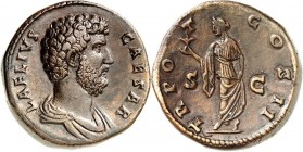 RÖMISCHES KAISERREICH. 
Aelius Caesar, (Adoptiv-)Sohn d. Hadrianus 136-138. AE-Sesterz (137) 30,5g. Paludamentbüste n.r. L AELIVS - CAESAR / TR POT -...