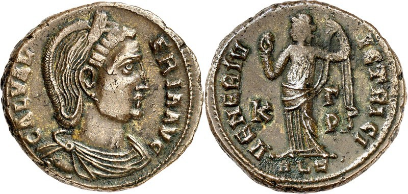 RÖMISCHES KAISERREICH. 
Galeria Valeria, Gemahlin d. Galerius 308-311. AE-Folli...