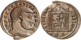 RÖMISCHES KAISERREICH. 
MAXENTIUS Augustus 307-312. AE-Follis 24/25mm (308/310) 6,51g, Rom, 2. Off. Kopf m. Lkr. n.r. IMP C MAXENTIVS P F AVG / CONSE...