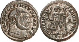 RÖMISCHES KAISERREICH. 
LICINIUS I. 308-324. AE-Follis 20/19mm (315/316) 3,09g, Siscia. Belorbeerter Kopf n. r. IMP LIC LICINIVS P F AVG / IOVI CON-S...