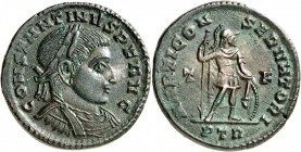 RÖMISCHES KAISERREICH. 
CONSTANTINUS I. der Große, Augustus 306(310)-337. AE-Follis 20mm (317) 3,17g, Trier, 1. Off. Panzerbüste m. Lkr. n.r. CONSTAN...