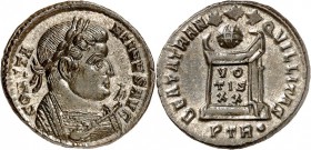 RÖMISCHES KAISERREICH. 
CONSTANTINUS I. der Große, Augustus 306(310)-337. Bi-Follis 18mm (322) 2,90g, Trier, 1.&nbsp;Off. Konsularbüste m. Lkr. n.r. ...