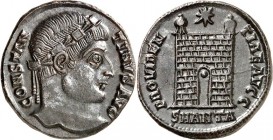RÖMISCHES KAISERREICH. 
CONSTANTINUS I. der Große, Augustus 306(310)-337. AE-Follis 18mm (325/326) 3,14g, Antiochia. Belorb. Kopf n. r. CONSTAN TINVS...
