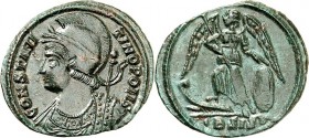 RÖMISCHES KAISERREICH. 
Anonyme Stadtprägungen z.Z. Constantinus I. etc. 330-346. AE-Minutus 19/17mm (334/335) 1,94g, Siscia. Büste der Constantinopo...