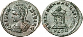 RÖMISCHES KAISERREICH. 
Crispus Caesar 317-326. AE-Follis 18/20mm (321/322) 3,00g, London. Panzerbüste m. Helm n.l. CRISPV-S NOBIL C / BEATA TRAN-QVI...