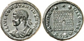 RÖMISCHES KAISERREICH. 
Constantius II. Caesar 324-337. AE-Follis 20/19mm (324/325) 3,21g, Siscia, 4. Offizin. Büste mit Panzer, Paludamentum und Lor...