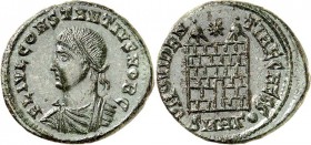 RÖMISCHES KAISERREICH. 
Constantius II. Caesar 324-337. AE-Follis 19mm (326) 3,26g, Heraclea, 3. Off. Paludamentbüste m. Lkr. n.links FL IVL CONSTANT...
