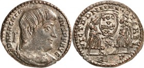 RÖMISCHES KAISERREICH. 
MAGNENTIUS 350-353. AE-Maiorina 21/23mm (350, Sommer) 4,79g, Rom, 1. Off. Paludamentbüste n.r.; l. A; D N MAGNEN-TIVS P F AVG...