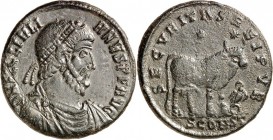 RÖMISCHES KAISERREICH. 
IULIANUS II. Augustus 360/361-363. AE-Doppelmaiorina 27/28mm (362/363) 8,36g, Arles. D N FL CL IVLI-ANVS P F AVG Büste mit Pa...
