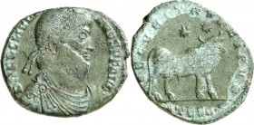 RÖMISCHES KAISERREICH. 
IULIANUS II. Augustus 360/361-363. AE-Doppelmaiorina 28/24mm (362/363) 8,06g, Thessalonica, 1. Offizin. Büste mit Panzer, Pal...