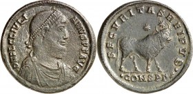 RÖMISCHES KAISERREICH. 
IULIANUS II. Augustus 360/361-363. AE-Doppelmaiorina 29mm (362/363) 8,45g, Konstantinopel, 3. Off. Paludamentbüste m. Perlend...