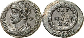RÖMISCHES KAISERREICH. 
IULIANUS II. Augustus 360/361-363. AE-Centenionalis 19/18mm 2,85, Sirmium, 2.Offizin. Büste mit Panzer, Paludamentum, Helm, S...