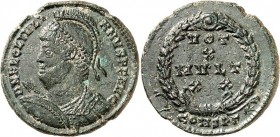 RÖMISCHES KAISERREICH. 
IULIANUS II. Augustus 360/361-363. AE-Centenionalis 20mm 2,83g, Konstantinopel, 3. Off. Panzerbüste m. Helm, Perlendiadem, Sc...