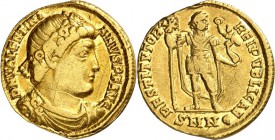 RÖMISCHES KAISERREICH. 
VALENTINIANUS I. 364-375. Solidus (364/367) 4,03g, Nicomedia, 5. Off. Paludamentbüste m. Perlendiadem n.r. D N VALENTINI-ANVS...