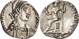 RÖMISCHES KAISERREICH. 
ARCADIUS 383-408. Siliqua (392/395) 1,08g, Trier. Paludamentbüste m. Perlendiadem n.r. D N ARCADI-VS P F AVG / [VIRTVS] RO-MA...