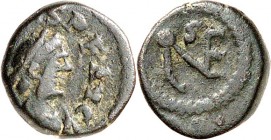 RÖMISCHES KAISERREICH. 
LEO I. 457-474. AE-Nummus 10mm 1,10g, Konstantinopel. Paludamentbüste m. Perlendiadem n.r. [D N LEO]S PF AVG / Kaisermonogram...