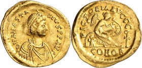 RÖMISCHES KAISERREICH. 
ANASTASIUS I. 491-518. Semissis (492/507) 2,13g, Konstantinopel. Büste mit Panzer, Paludamentum und Perlendiadem n.r. D N ANA...