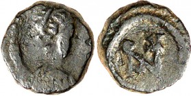 RÖMISCHES KAISERREICH. 
ANASTASIUS I. 491-518. AE-Minimus zu 5 bzw. (seit 512) zu 2 1/2 Nummi 0,63g. Büste mit Panzer, Paludamentum und Perlendiadem ...