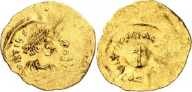 BYZANZ. 
MAURICIUS TIBERIUS 582-602. Tremissis (583/602) 1,42g, Konstantinopel. Paludamentbüste m. Perlendiadem n.r. d N TIbE[-RI ]PP AVC / VICTORI M...