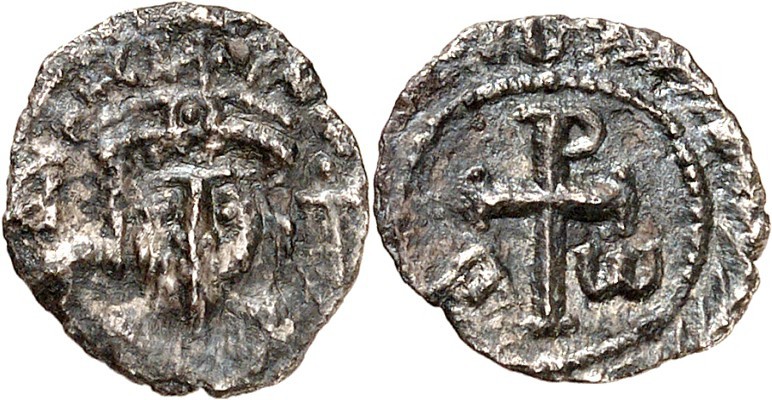 BYZANZ. 
PHOCAS 602-610. Halb-Siliqua (602/607) 0,55g, Carthago. Paludamentbüst...