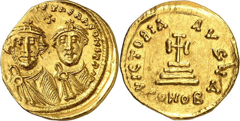 BYZANZ. 
HERACLIUS mit HERACLIUS CONSTANTINUS 613-638. Solidus (625/629) 4,49g,...
