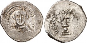 BYZANZ. 
KONSTANS II., allein 641-654. Hexagrammaton (648/651) 6,24g, Konstantinopel. Chlamysbüste, mit Kurzbart, mit 4 Punkten, mit Kreuzkrone und K...