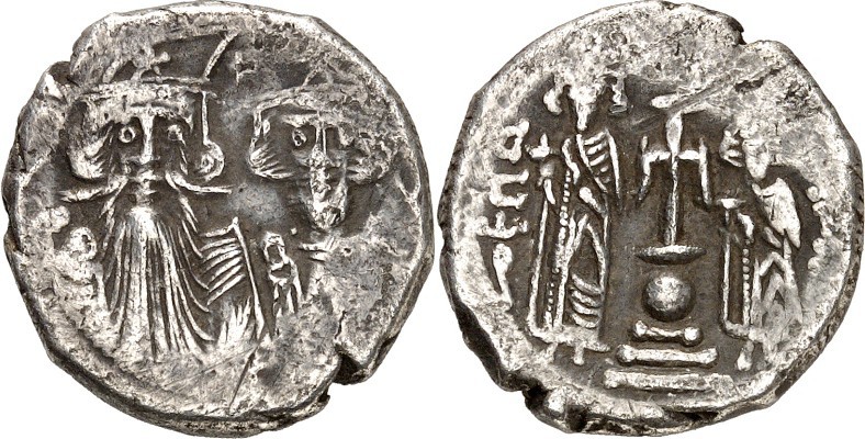 BYZANZ. 
KONSTANS II. mit KONST.(IV.), HERAKL. u. TIBERIOS 659-668. Hexagrammat...