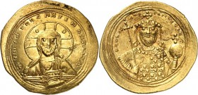 BYZANZ. 
KONSTANTINOS IX. Monomachos 1042-1055. Stamenon 4,40g, Konstantinopel. Christkönigsbüste v.v. + IhS XIS REX REGNANTIhM / + CWNS-ATh' - bACIL...