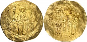 BYZANZ. 
IOHANNES II. Komnenos 1118-1143. Hyperpyron 4,30g, Konstantinopel. Christkönig thront segnend v.v. + KE RO-[H QEI ] / IW DE CPOTH Kaiser ste...