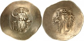 BYZANZ. 
IOHANNES II. Komnenos 1118-1143. Aspron Trachy (1122/1143) 4,35g, Konstantinopel. Christkönig thront segnend v.v. (Thron mit 2-Punkten) IC -...
