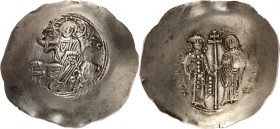 BYZANZ. 
MANUEL I. Komnenos 1143-1180. Aspron trachy 4,46g, Konstantinopel. Christkönig thront segnend v.v. IC - XC / MA[NUH L - MP - Q V - D EC P] O...