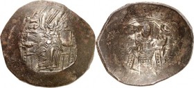BYZANZ. 
ISAAKIOS II. Angelos 1185-1195, 1203-1204. Bi-Aspron-Trachy 3,76g. Konstantinopel. Madonna thront v.v. MHTHP - QEOU / Isaakios steht in Loro...