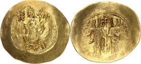 BYZANZ. 
ALEXIOS III. Angelokomnenos 1195-1203. Au-Hyperpyron 4,36g, Konstantinopel. Christus mit Nimbus steht auf Dais mit Pallium u. Colobium, segn...
