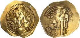 BYZANZ. 
ANDRONIKOS II. Palaiologos 1282-1328. Au-Hyperpyron (1282/1295) 4,06g, Konstantinopel. Madonna steht betend in Ringmauer mit 6 Bastionen; Si...
