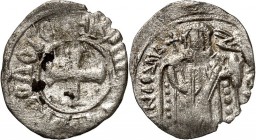 BYZANZ. 
ANDRONIKOS II. Palaiologos 1282-1328. Bi-Tornese (1282/1295) 0,63g, Konstantinopel. Kaiser steht v.v. / + KOM NHNO C O P ALAI OLOGO C Fußkre...
