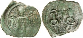 BYZANZ. 
ANDRONIKOS II. und MICHAEL IX. Palaiologoi 1295-1320. AE-Assarion 20mm 1,62g, Konstantinopel. Hl.Michael-Hüftb. v.v. / IC - XC - Christkönig...
