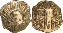 BYZANZ. 
ANDRONIKOS II. und ANDRONIKOS III. Palaiologoi 1325-1328. Hyperpyron 2,88g, Konstantinopel. Madonna steht betend in Ringmauer m. 4 Bastionen...
