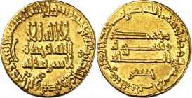 DIE KALIFEN. 
ABBASIDEN. 
Harun al-Rashid 786-809 (170-193&nbsp;AH). Gold-Dinar 183 H, 4,26g ohne Ort, mit Gouv. Ja'far. Kazan&nbsp; 94. . 

vz