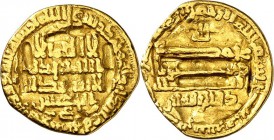 DIE KALIFEN. 
ABBASIDEN. 
al-Mamun 813-833 (198-218&nbsp;AH). Gold-Dinar (200 AH) Misr. Kazan&nbsp; 117. . 

im Feld poliert, ss-