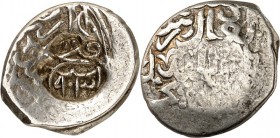 MONGOLEN-REICHE im Osten. 
TIMURIDEN. 
Rebell Muhammad Husayn 1498-1501. Tanka 5,02g, Gegenstempel "Fath 903" = 1497/98. Album 2441. . 

s, Ggstpl...