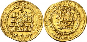 AFGHANISTAN und INDIEN. 
GHAZNAWIDEN. 
Mas'ud (Abu Said) 1030-1042 mit Kalif al-Qa'im. Gold-Dinar 426 H = 1034/35 Naysabus 3,89g. Album 1618, SNAT X...