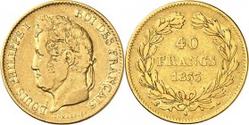 FRANKREICH. 
Louis Philippe I. 1830-1848. 40 Francs 1833A Kopf n. l. / Wert im Lorbeerkarnz. Schlumb. 200, F. 557, Gad. 258. . 

ss-
