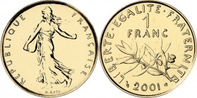 FRANKREICH. 
V.Republik 1958. 1 Franc 2001 der letzte Franc. F. 749. . 

St im Or.Etui