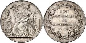 BELGIEN. 
KÖNIGREICH. 
Leopold I. 1831-1865. 2 Francs 1856 25 Jahre Unabhängigkeit Cu-Ni 27,5 mm. De.Mey 84a. 1244. 

vz-